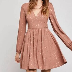 NWOT BCBG Clay Rose Long Sleeve Dress with Gold Stars